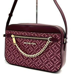 Michael Kors Large Jet Set Item EW Chain Xbody Crossbody Bag Ox Blood Multi